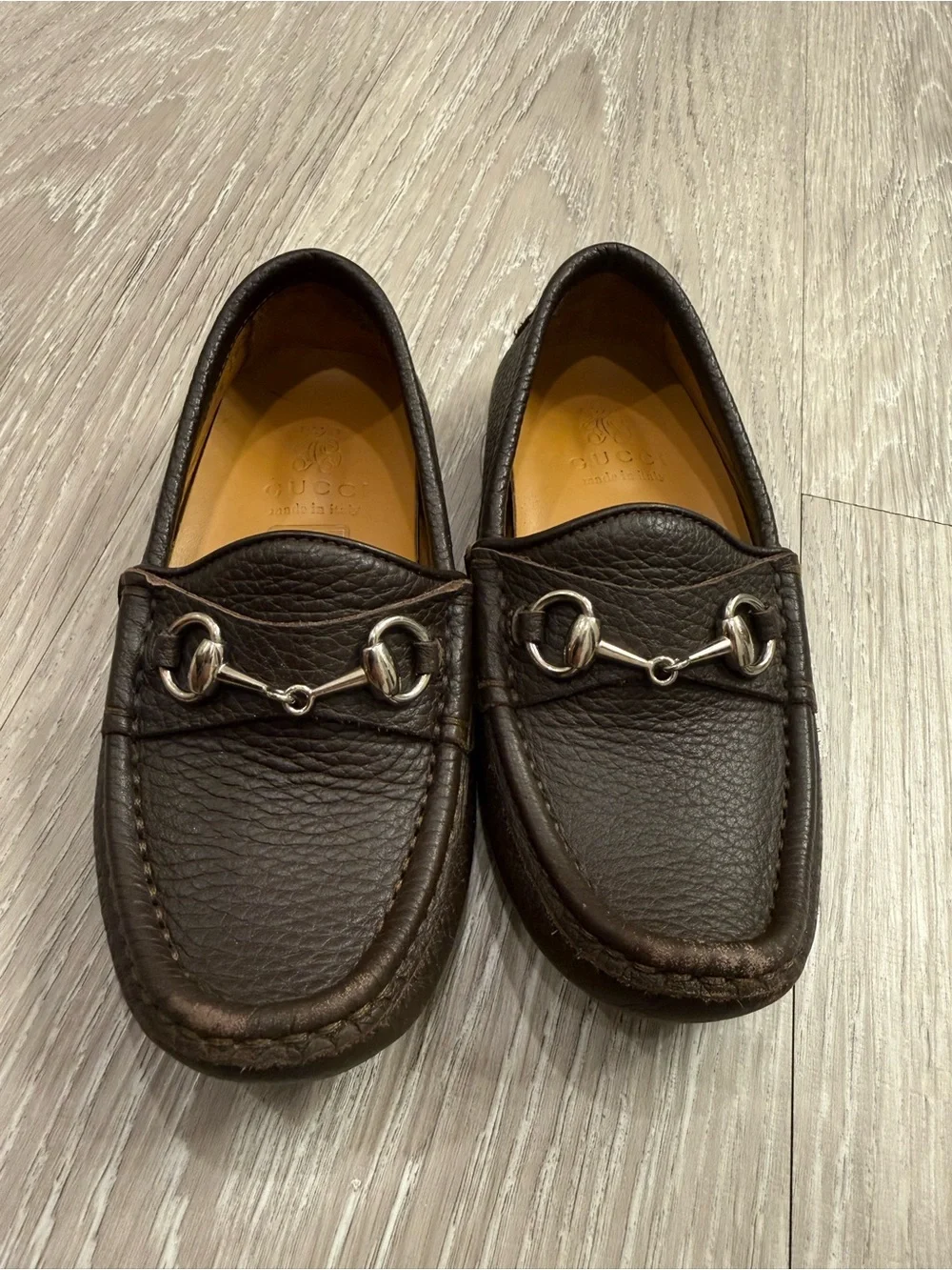 Gucci Brown Leather Horsebit Loafers - Boys